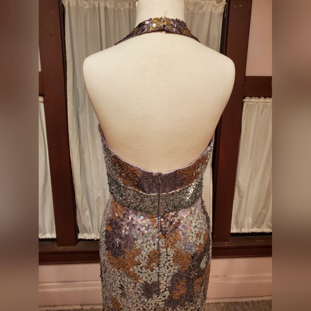 Charcoal/Multi Color Sequin Gown Nwot - image 5